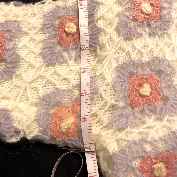 NEW Crocheted Knit Peach/Purple Pattern Cardigan Sweater - Picture 8 of 15